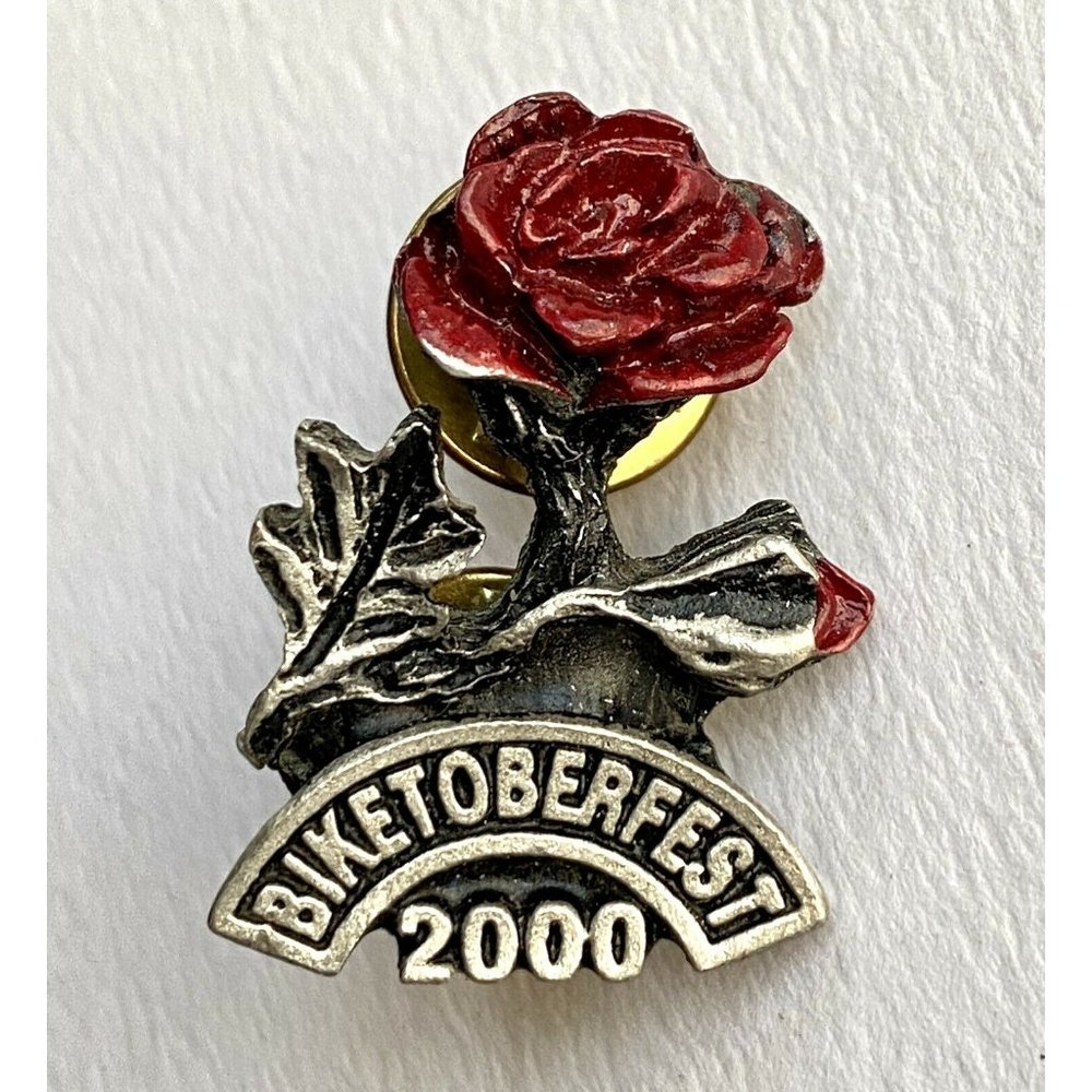 Harley Davidson Rose Biketoberfest 2000 Millennium Vest Hat Pinback Pin